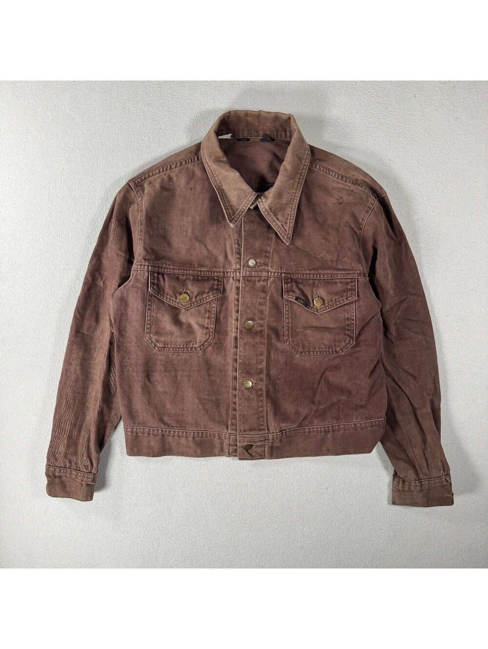 Vintage 70s Lee Moleskin Brown Two Pocket Trucker Jacket M/S